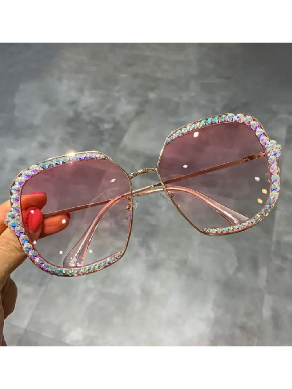 Oversized Square Fashion Sunglasses with light pink Gradient Lenses - Picture 1 of 3